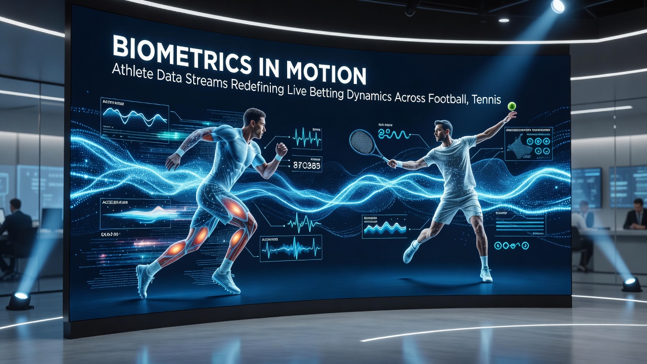Tennisspieler mit Wearables und Datenvisualisierung für Live-Wettanpassungen