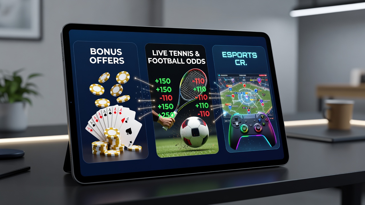 Darstellung von Esports-Crossover-Wetten mit mobilen Bonus-Integrationen für Tennis und Fußball