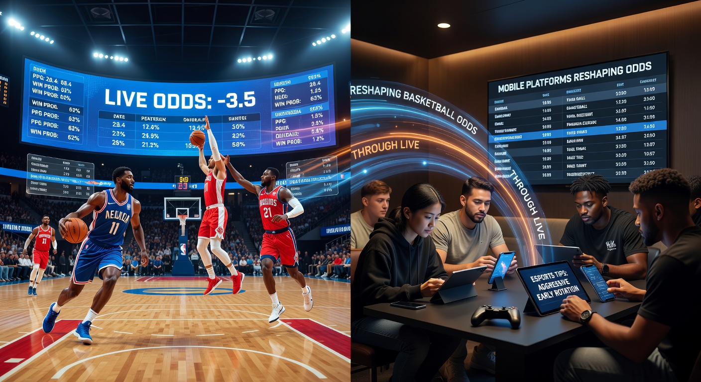 Esports-Console neben einem Smartphone mit Live-Basketball-Wetten und aktivierten Bonus-Strategien auf dem Bildschirm